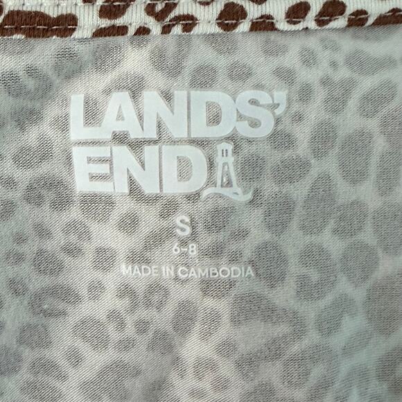 Lands End Top Womens Small 6-8 Faux Wrap Animal Print Rayon Stretch Long Sleeve - Picture 6 of 7